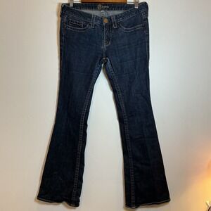 Bebe Flare Jeans Women 31 Dark Wash Excellent Rhinestone Back Pocket Y2K Bling
